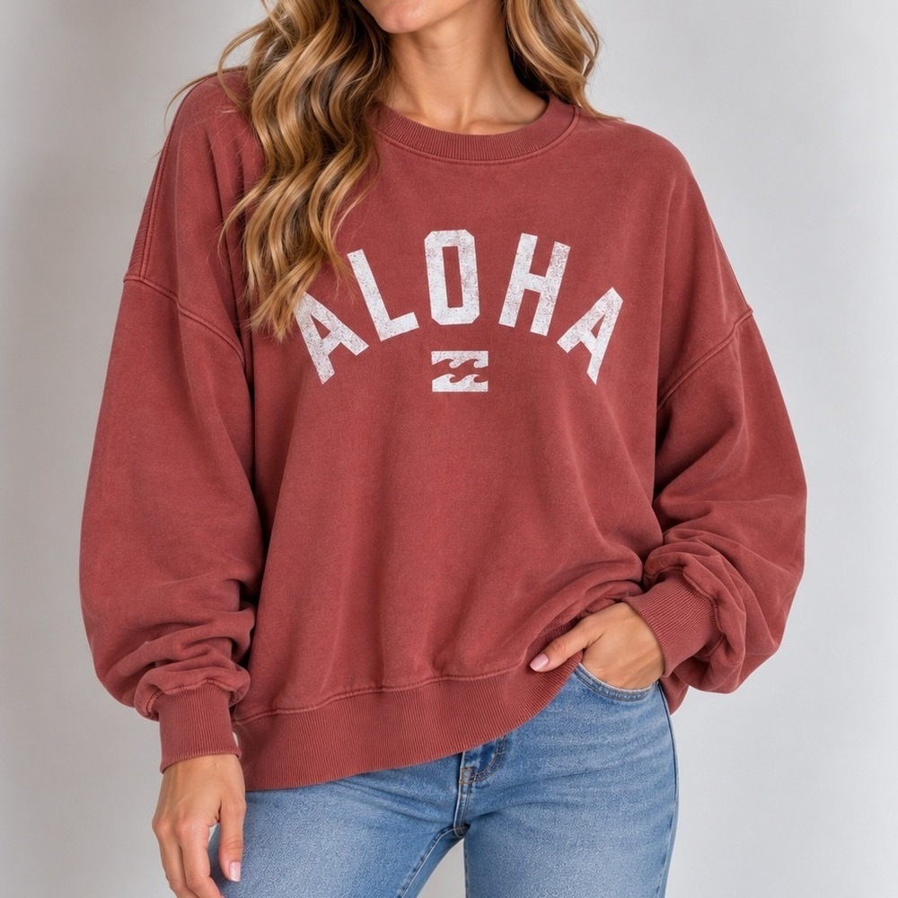Billabong Graphic Sweatshirt Coastal Beach Surfer Girl Outerbanks Vacation Girly